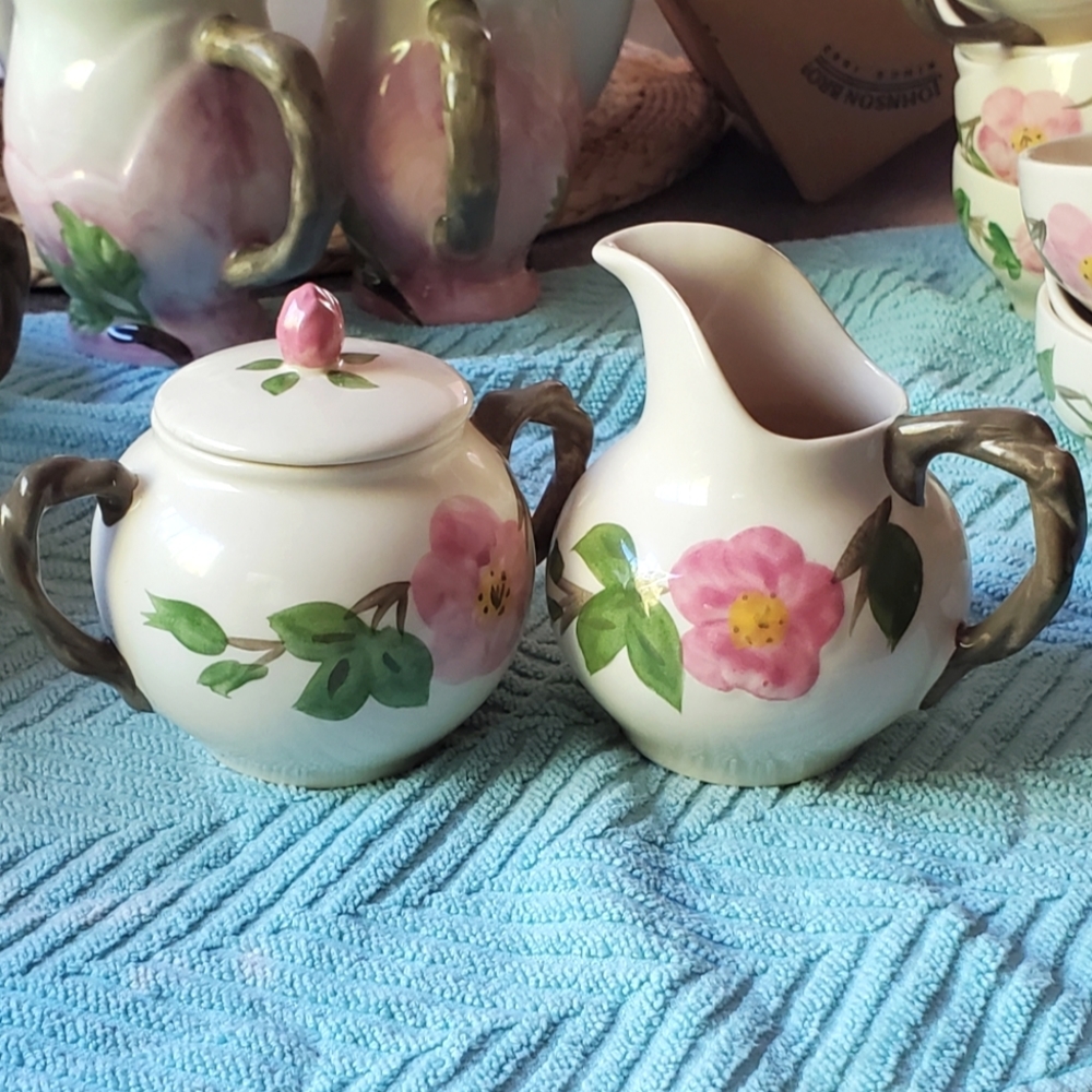 Vintage Franciscan Desert Rose Creamer & Sugar Set